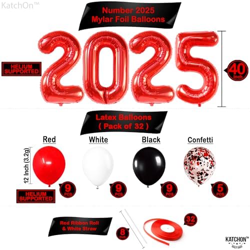 KatchOn Red and Black Graduation Decorations 2025 Set