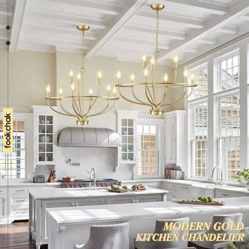9-light Gold Chandelier Vintage Candle Fixture