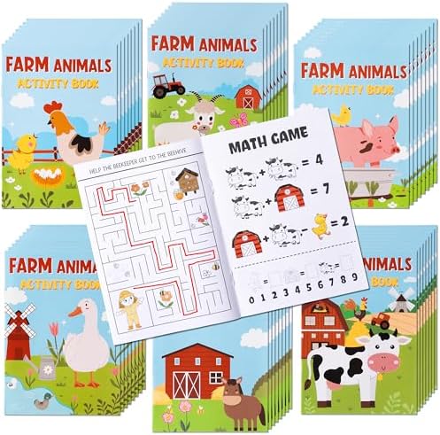 Zainpe 24Pcs Farm Animals Coloring Game Booklets