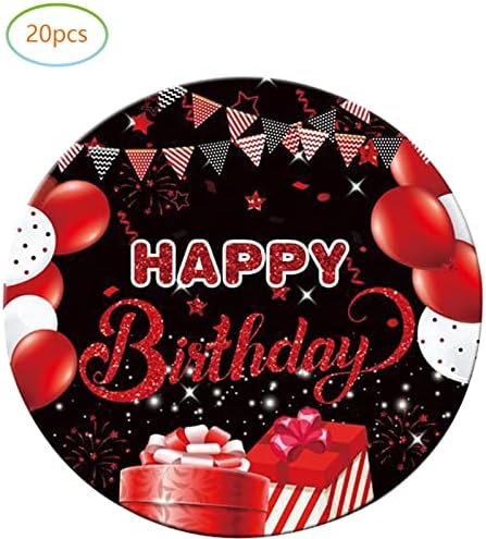 Red and Black Party Plate Set 20 Plates and Napkins