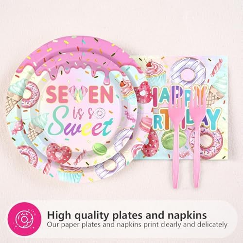 Grencian 96 Pcs Donut 7th Birthday Party Decorations
