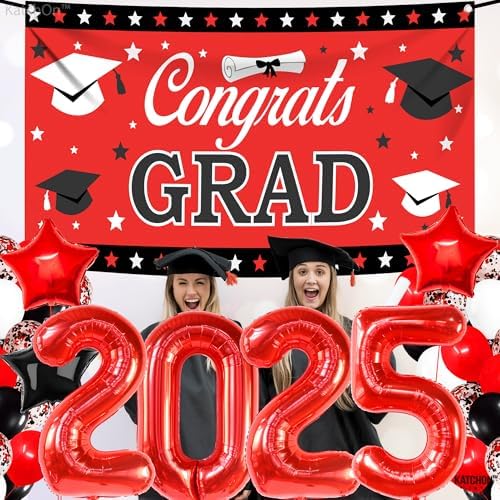 KatchOn Red and Black Graduation Decorations 2025 Set