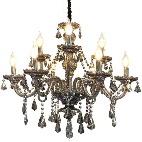 Uboxin Luxury Crystal Chandelier Smoke Gray 9-Light