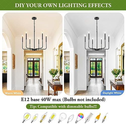 GoBright 6-Light Black Chandelier for Dining Room and Bedroom