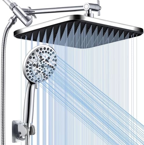 14 Inch Tandem Shower Head System with 10 Spray Modes and Adjustable Arm