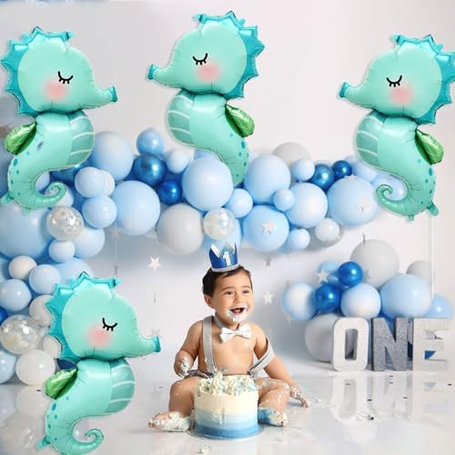 4PCS Large Seahorse Balloons Ocean Birthday Decorations