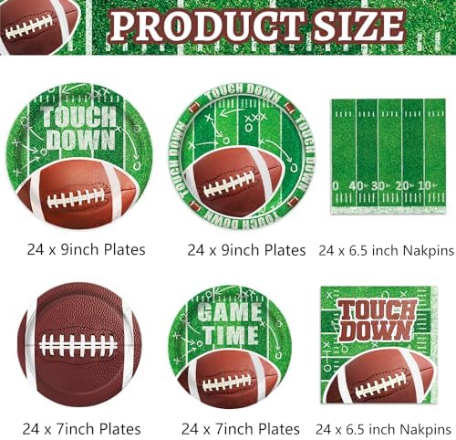 144 PCS Football Party Supplies Set for 48 Guests