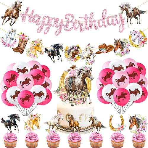 51pcs Western Cowgirl Birthday Decorations Set