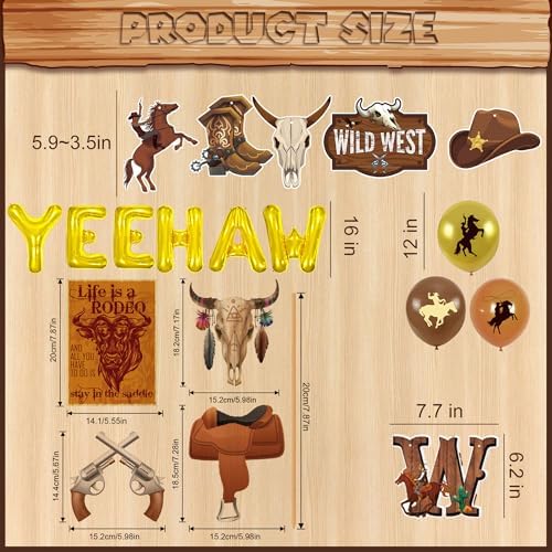 Western Party Decorations - 55 Pcs Cowboy Balloons Props