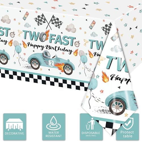 3PCS Two Fast Racing Car Birthday Tablecloths for Kids