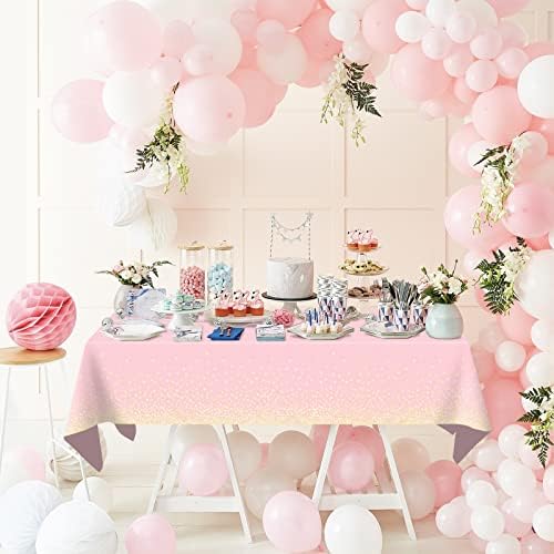Mulbozy 2 Pcs Pink Gold Dot Tablecloth 54x108 Inches