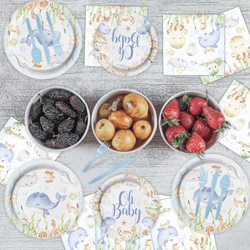 168 Pcs Under The Sea Baby Shower Tableware Set