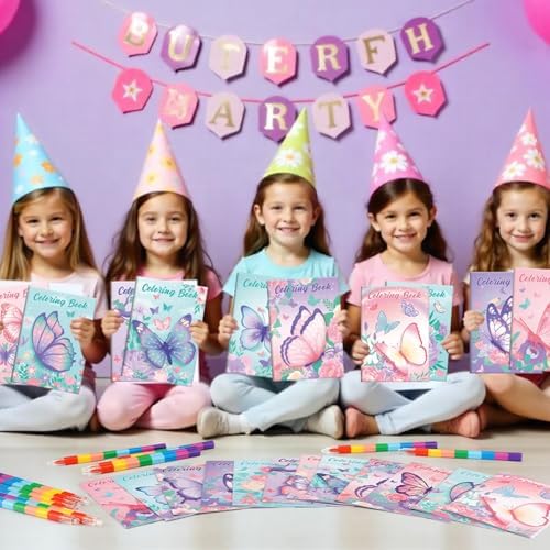 BenLouis Butterfly Mini Coloring Books with Stackable Crayons
