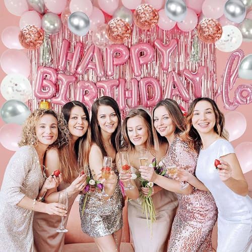 Pink Birthday Decorations Set for Women Girl