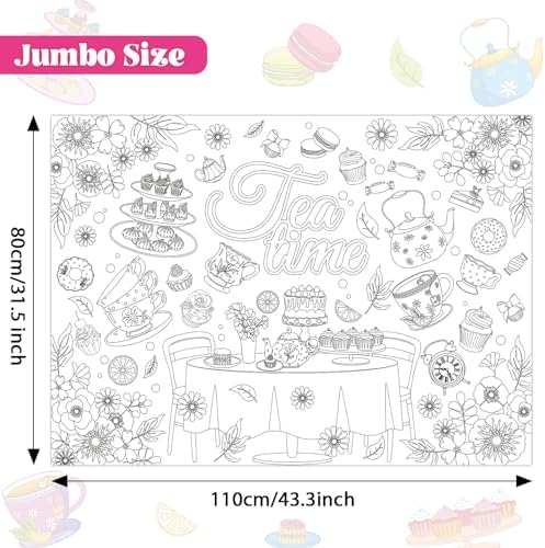 Tea Party Coloring Poster for Kids