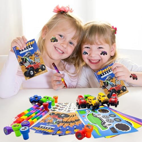Cinrobiye 72 Pcs Monster Truck Party Favors Set
