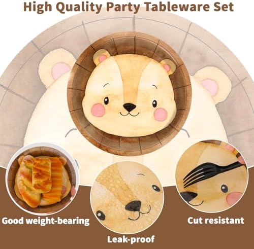 60 Count Safari Animal Shaped Paper Plates Party Decorations