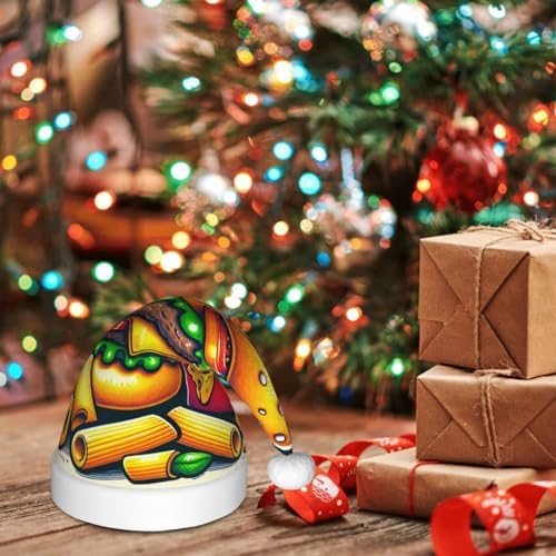 Augenstern Christmas Hat Cartoon Hamburger Cheese Unisex Santa Hat