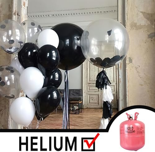 PartyWoo 3 Pack 50 Inch Round Foil Balloons with Ribbon