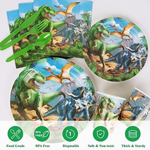 DECORLIFE 169PCS Dinosaur Party Supplies Serve 24