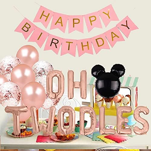 Oh Twodles Birthday Balloons 2nd Birthday Decoration Kit Rose Gold