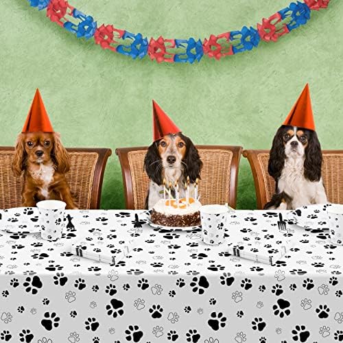 Durony 121 Piece Black Paw Print Party Tableware Set