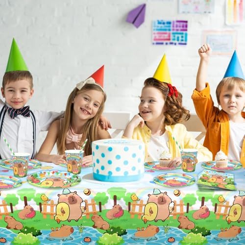 KEFAN Capybara Birthday Party Decorations Plates Set