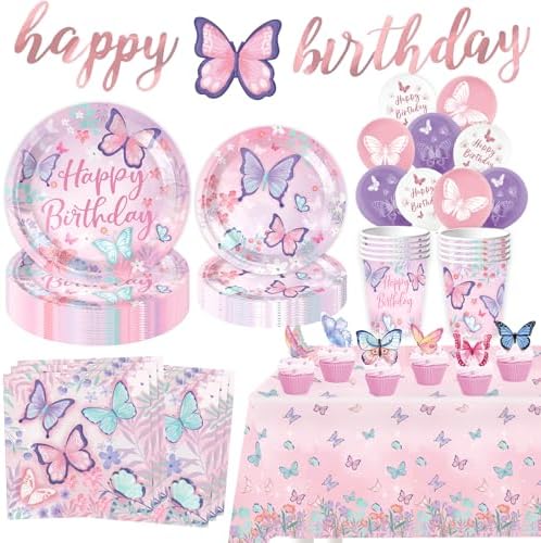 Butterfly Themed Birthday Party Decorations Set