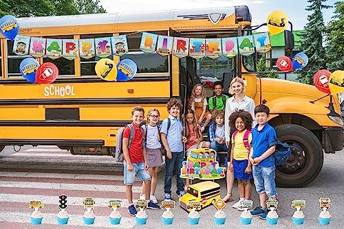 School Bus Birthday Party Decorations Set