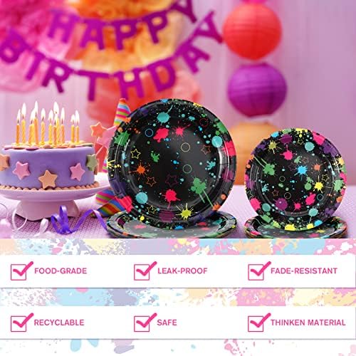 100 Pcs Neon Party Plates Napkins Tableware Set