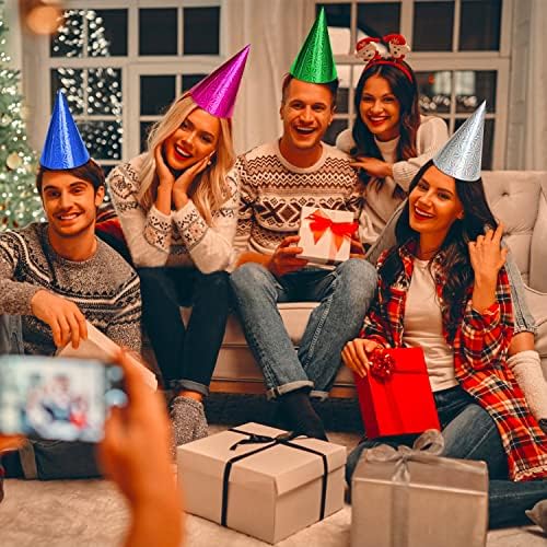 Coobbar Glitter Birthday Cone Hats 50 Pack Kids Adults Pets