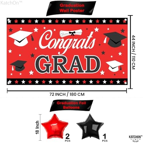 KatchOn Red and Black Graduation Decorations 2025 Set