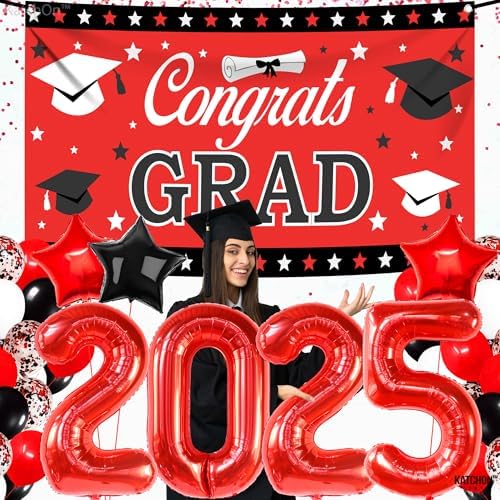 KatchOn Red and Black Graduation Decorations 2025 Set