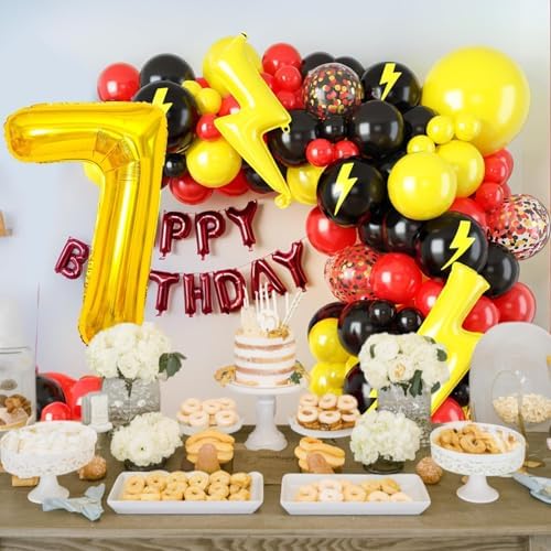 7th Birthday Balloon Arch Kit with 7 Foil Balloons