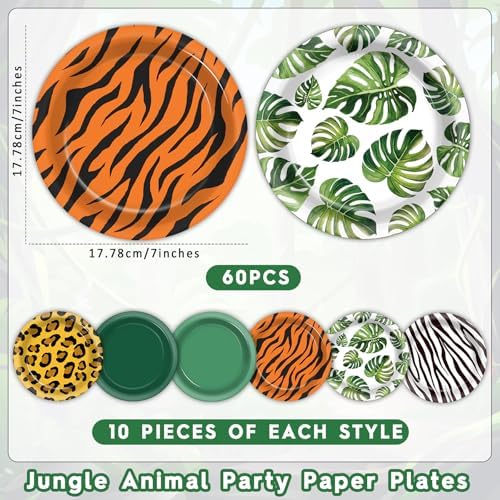 60Pcs Jungle Safari Themed Paper Plates Set