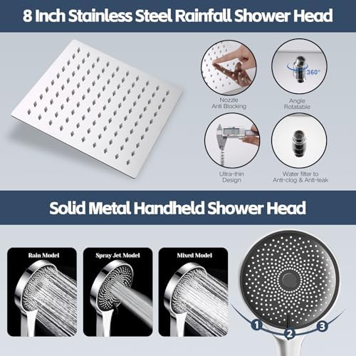HOHOMETIC High Pressure Rainfall Shower Head with Adjustable Extension Arm