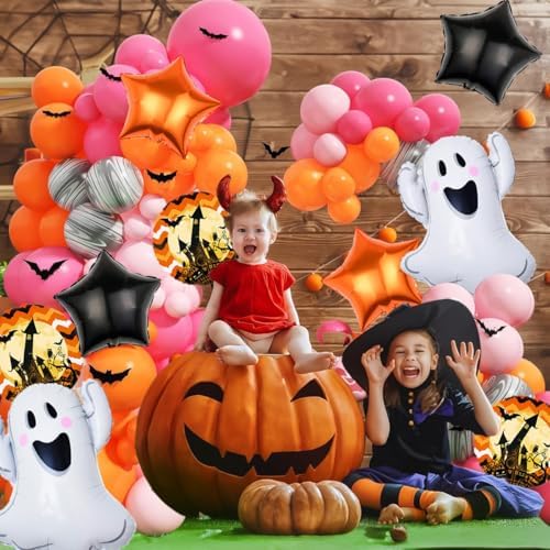 Ghost Balloons Orange Black Star Halloween Decorations