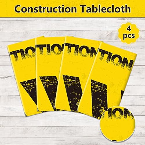 4 Pcs Construction Party Tablecloths - Rectangle Design for Kids Boys Birthday