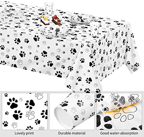 Durony 121 Piece Black Paw Print Party Tableware Set