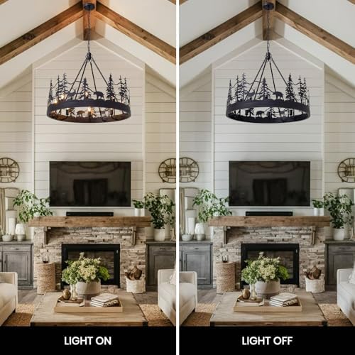 7PM 30-Inch Black Wagon Wheel Chandelier 8-Light