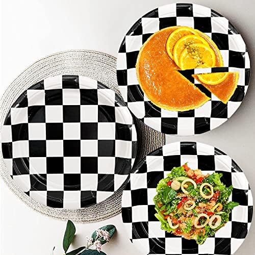 60Pcs Checkered Race Car Party Tableware Set