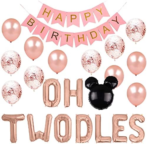 Oh Twodles Birthday Balloons 2nd Birthday Decoration Kit Rose Gold