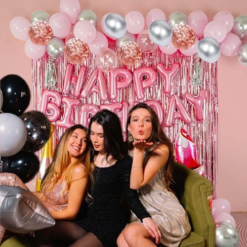 Pink Birthday Decorations Set for Women Girl