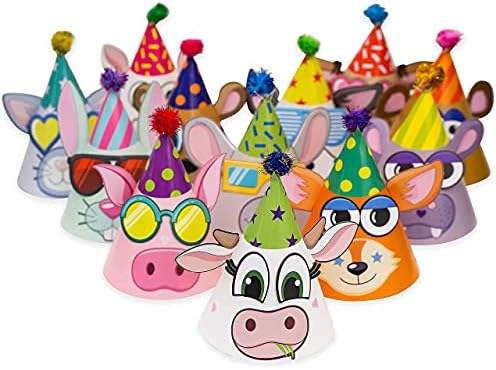 DIY Kids Party Hats and Games Kit - 12 Hats