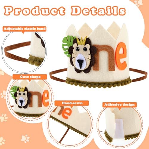 Lion Birthday Crown for Kids and Party Decor