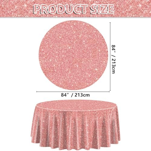 3 Pack Pink Rose Gold Tablecloths for Round Tables