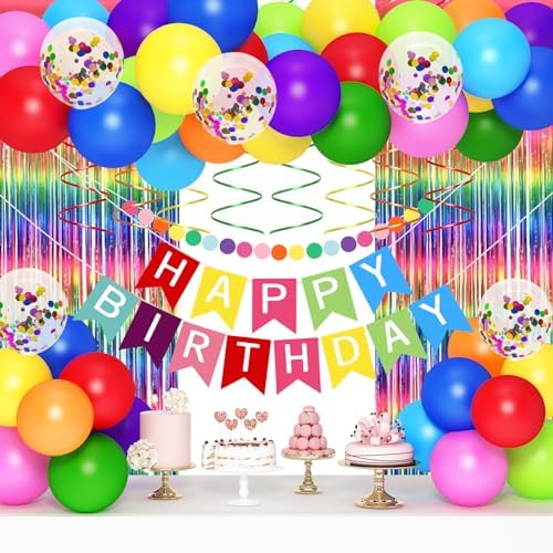 Rainbow Birthday Decorations for Kids Girls Women