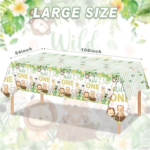 3PCS Wild One Tablecloths for Boys Baby Kids 1st Birthday Party