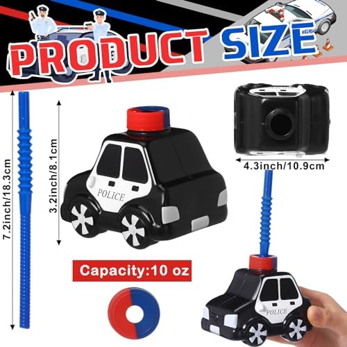 Tanlade 24 Piece Police Car Cups with Straws