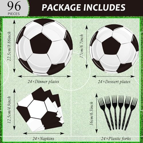 96 Pcs Soccer Themed Party Tableware Set